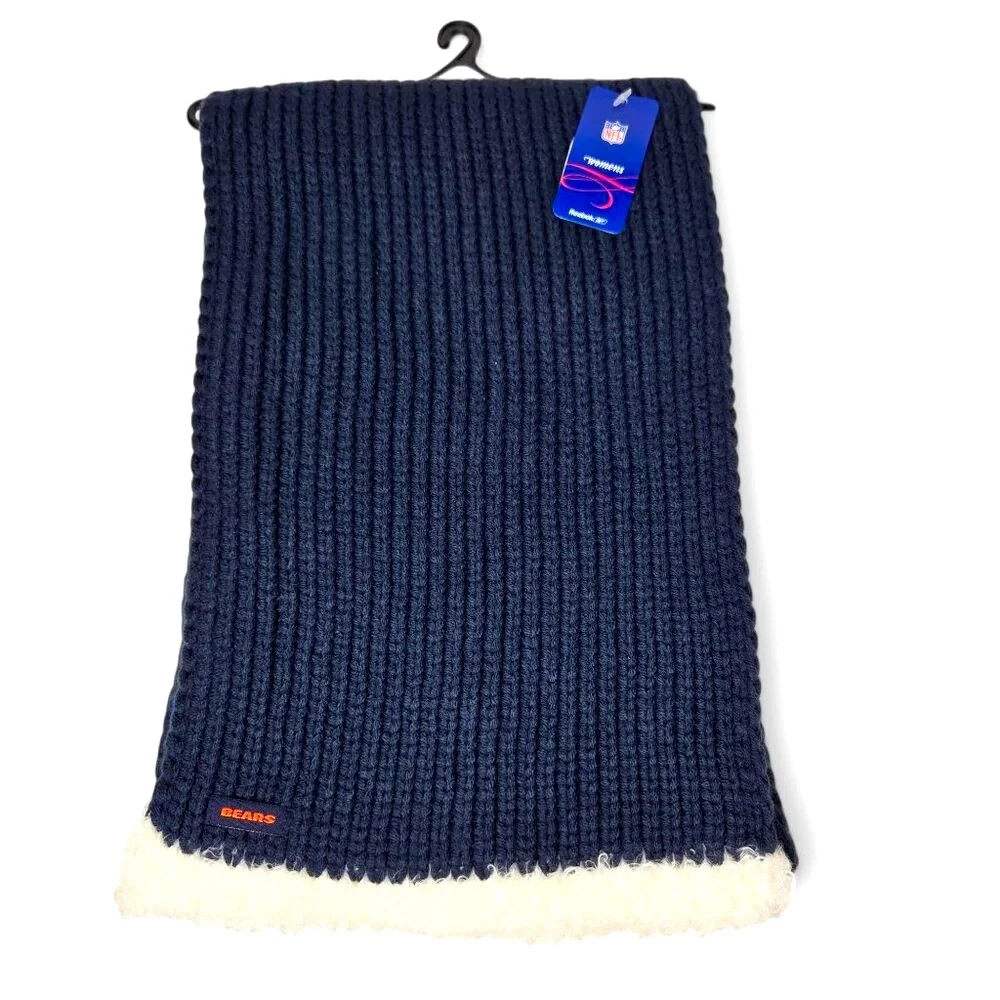 NWT NFL Chicago Bears Knit Scarf Women's Furry Edge‎ Football Cold Weather Wear